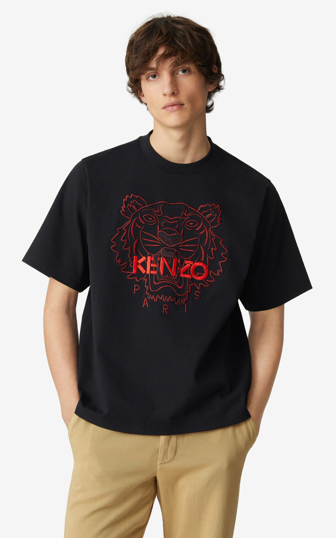 Kenzo Tiger loose fitting Majice Muške - Crne - Hrvatska HJIVPK751